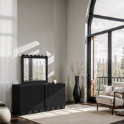 Scallop Oak Veneer Dresser in Black - 334Black-D