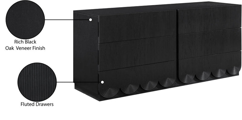 Scallop Oak Veneer Dresser in Black - 334Black-D