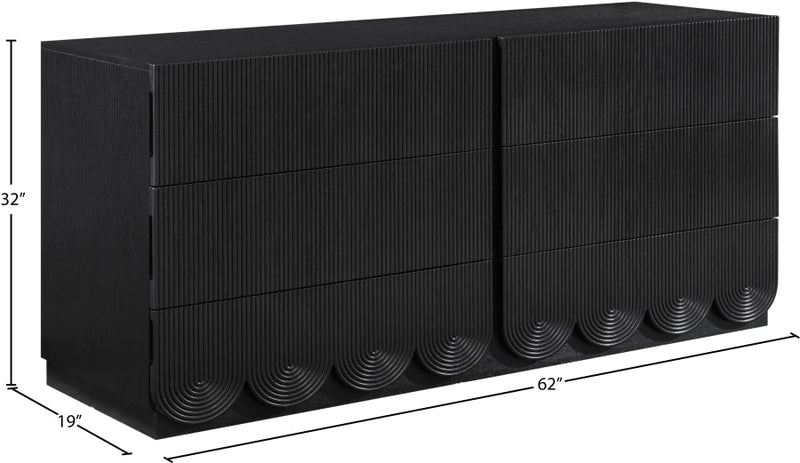 Scallop Oak Veneer Dresser in Black - 334Black-D