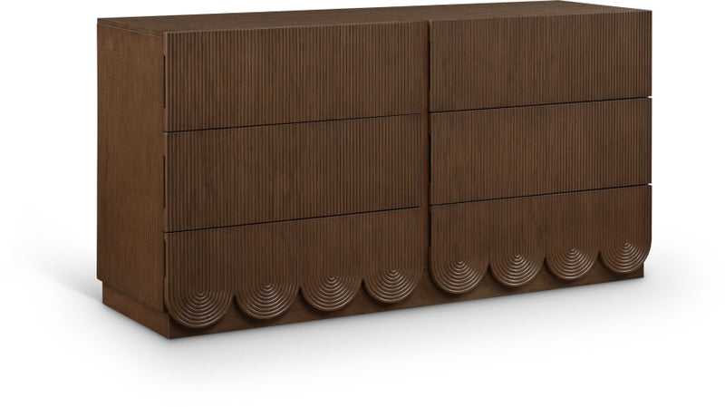 Scallop Oak Veneer Dresser in Brown - 334Brown-D