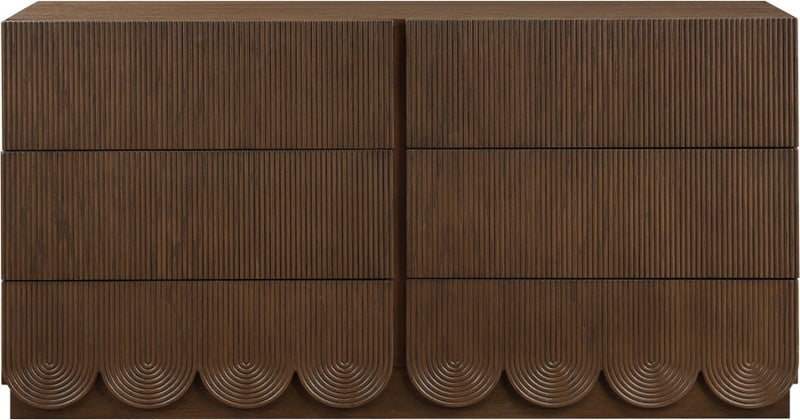 Scallop Oak Veneer Dresser in Brown - 334Brown-D