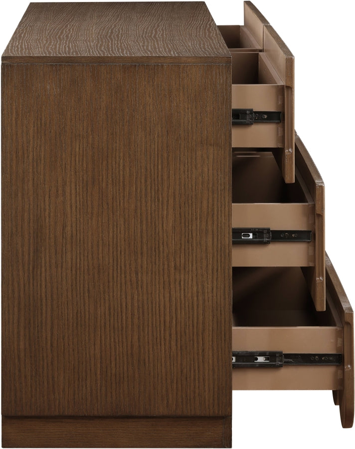 Scallop Oak Veneer Dresser in Brown - 334Brown-D