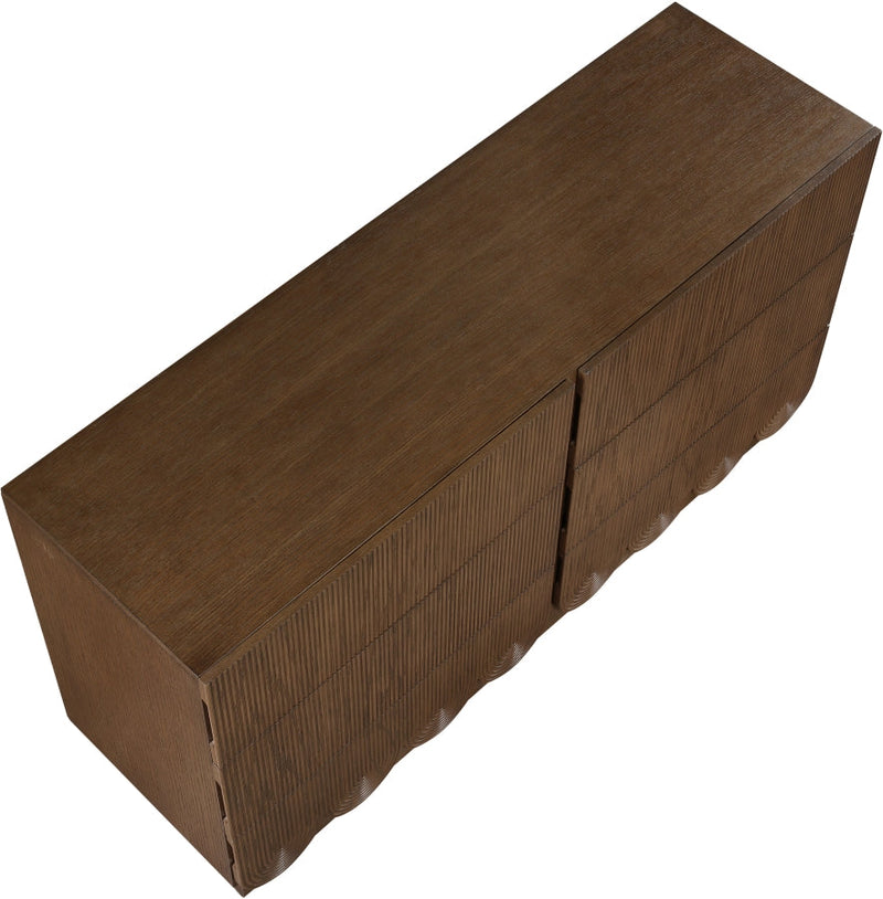Scallop Oak Veneer Dresser in Brown - 334Brown-D