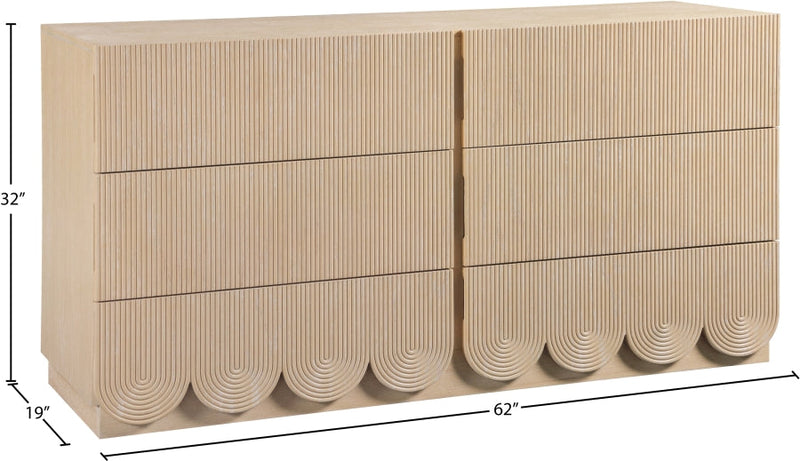 Scallop Oak Veneer Dresser in Natural - 334Natural-D