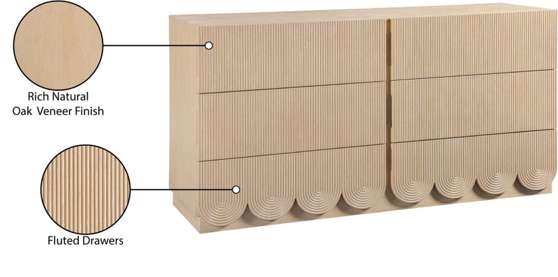 Scallop Oak Veneer Dresser in Natural - 334Natural-D