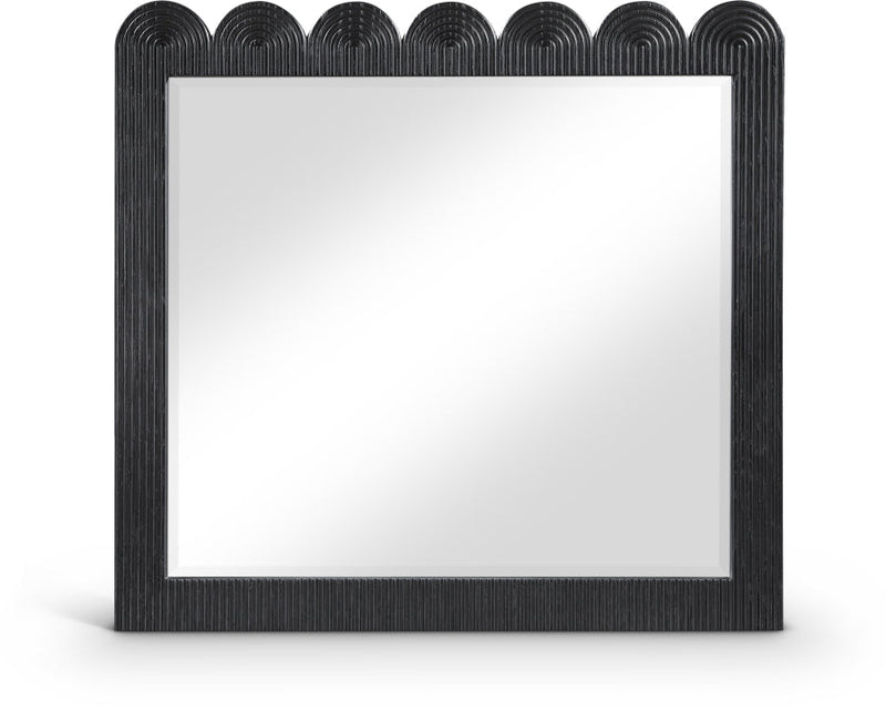 Scallop Oak Veneer Mirror in Black - 334Black-M