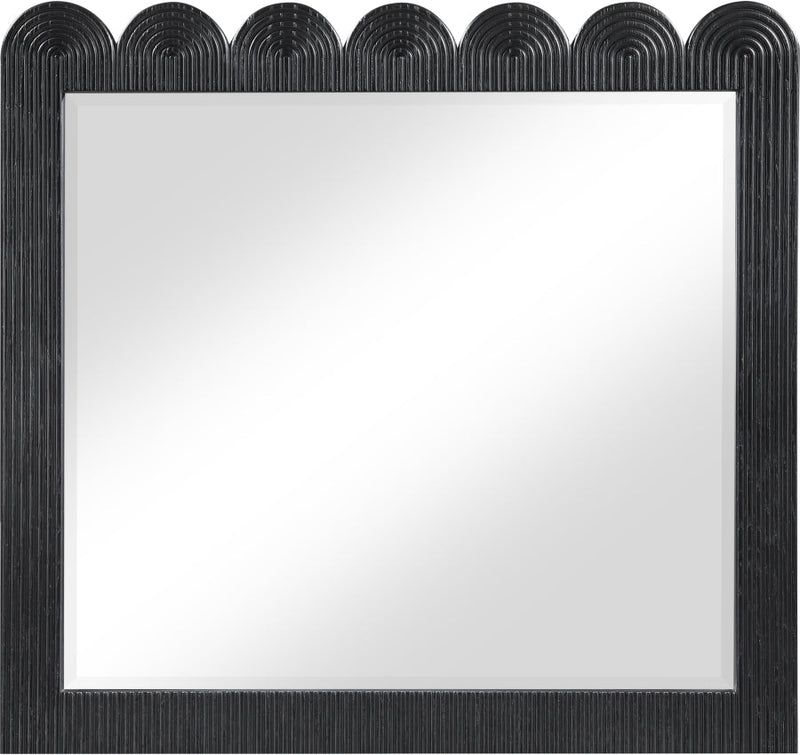 Scallop Oak Veneer Mirror in Black - 334Black-M