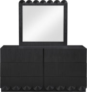 Scallop Oak Veneer Mirror in Black - 334Black-M