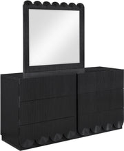 Scallop Oak Veneer Mirror in Black - 334Black-M
