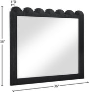Scallop Oak Veneer Mirror in Black - 334Black-M