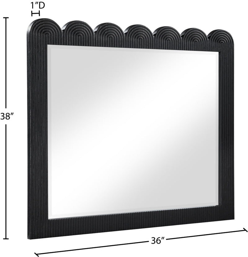 Scallop Oak Veneer Mirror in Black - 334Black-M