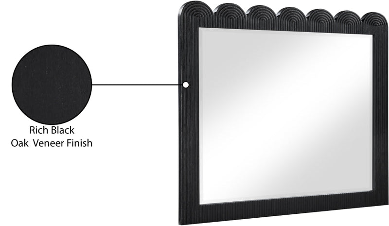 Scallop Oak Veneer Mirror in Black - 334Black-M