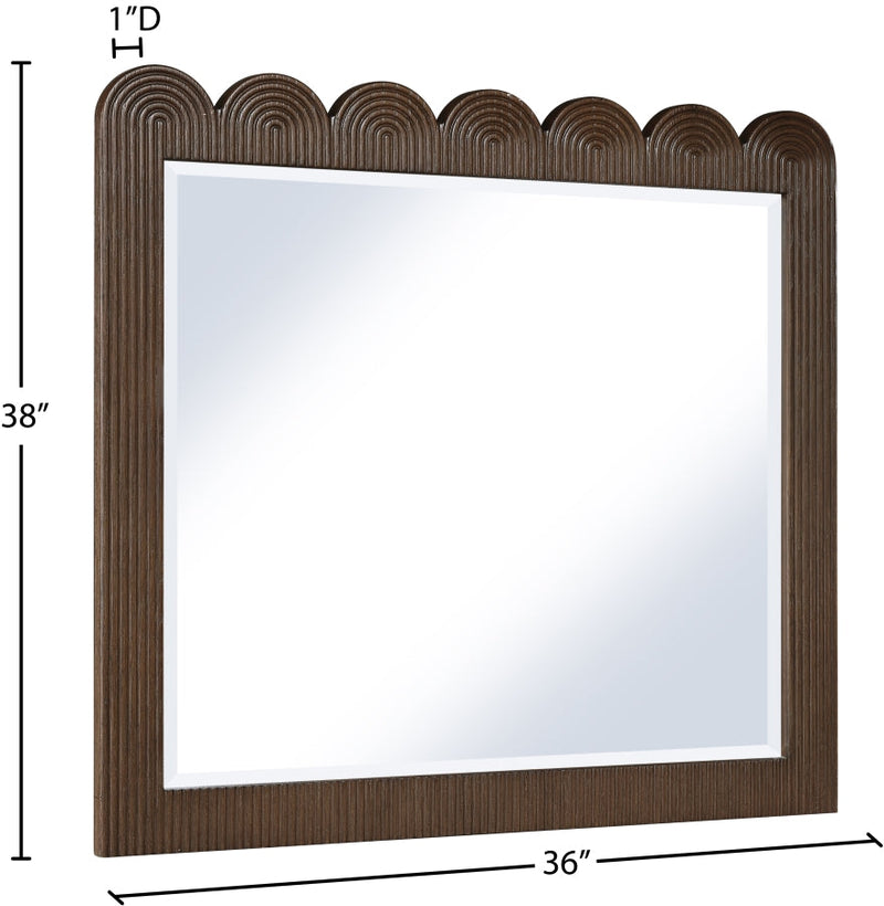 Scallop Oak Veneer Mirror in Brown - 334Brown-M