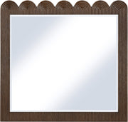 Scallop Oak Veneer Mirror in Brown - 334Brown-M