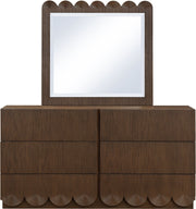 Scallop Oak Veneer Mirror in Brown - 334Brown-M