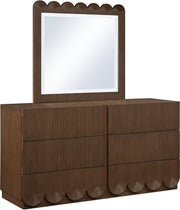 Scallop Oak Veneer Mirror in Brown - 334Brown-M