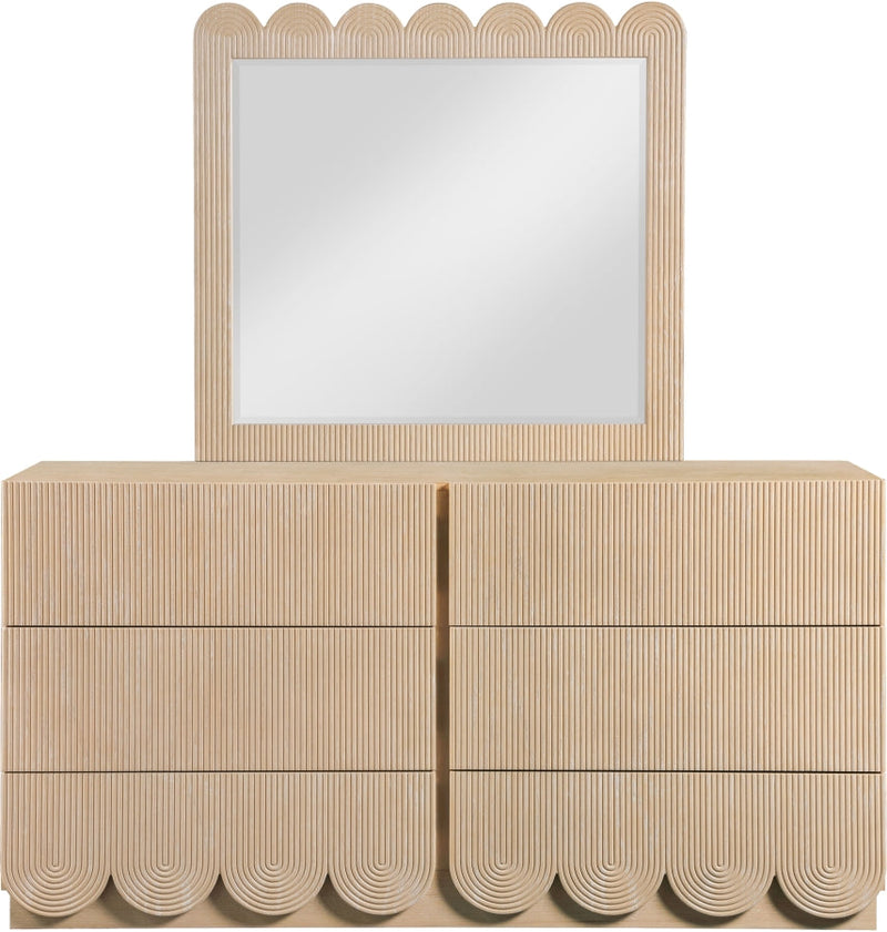 Scallop Oak Veneer Mirror in Natural - 334Natural-M