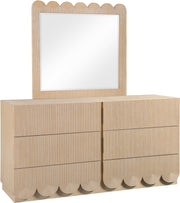 Scallop Oak Veneer Mirror in Natural - 334Natural-M