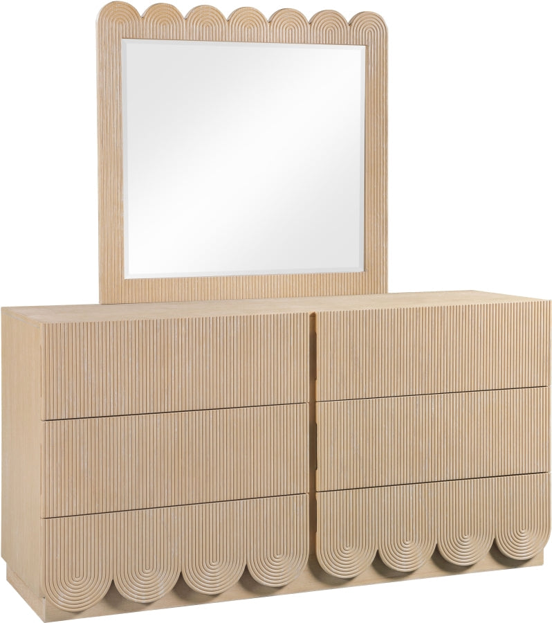 Scallop Oak Veneer Mirror in Natural - 334Natural-M