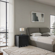 Scallop Oak Veneer Nightstand in Black - 334Black-NS