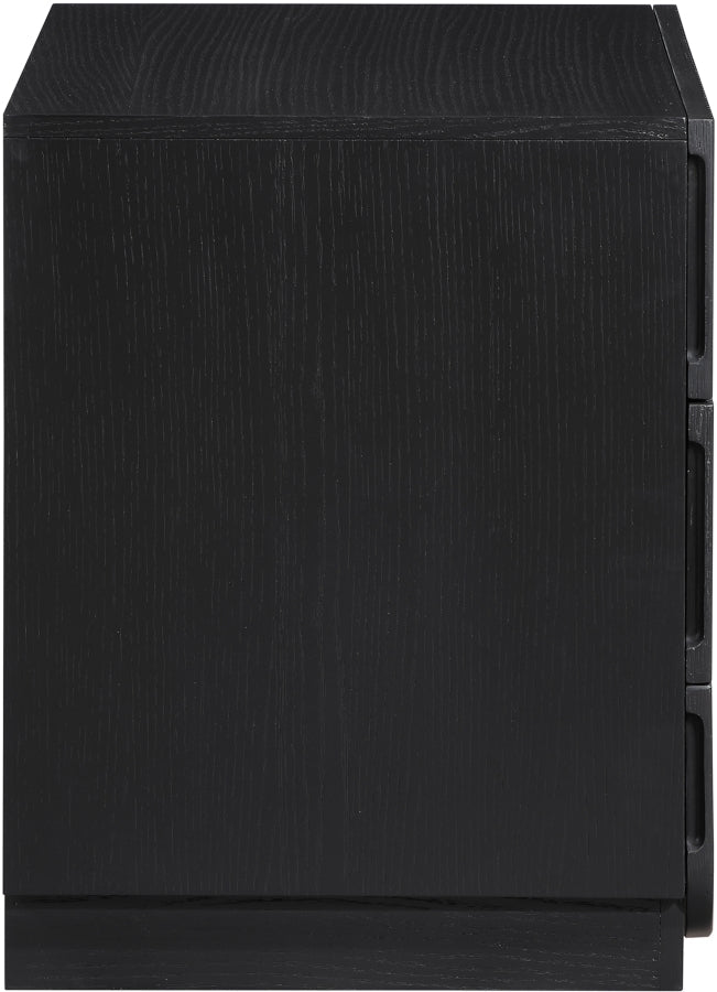 Scallop Oak Veneer Nightstand in Black - 334Black-NS