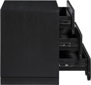 Scallop Oak Veneer Nightstand in Black - 334Black-NS