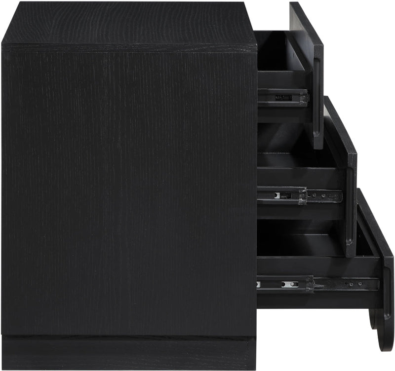Scallop Oak Veneer Nightstand in Black - 334Black-NS