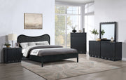 Scallop Oak Veneer Nightstand in Black - 334Black-NS