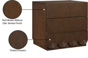 Scallop Oak Veneer Nightstand in Brown - 334Brown-NS