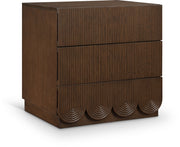 Scallop Oak Veneer Nightstand in Brown - 334Brown-NS