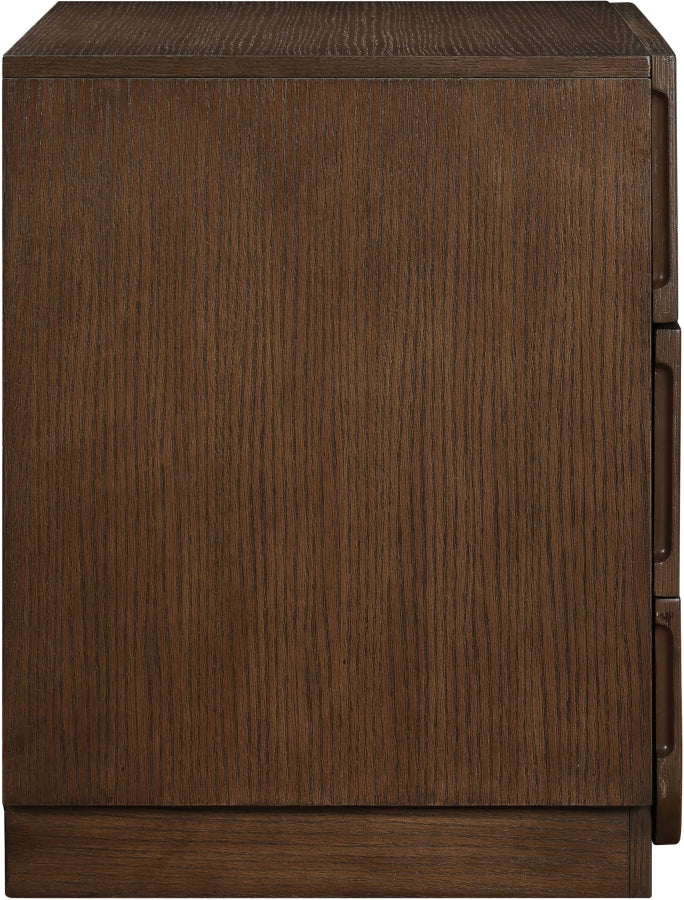 Scallop Oak Veneer Nightstand in Brown - 334Brown-NS