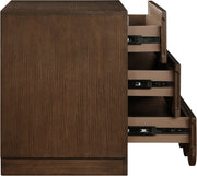 Scallop Oak Veneer Nightstand in Brown - 334Brown-NS