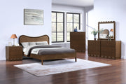 Scallop Oak Veneer Nightstand in Brown - 334Brown-NS