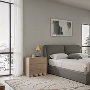 Scallop Oak Veneer Nightstand in Natural - 334Natural-NS