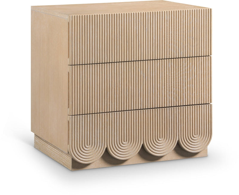 Scallop Oak Veneer Nightstand in Natural - 334Natural-NS