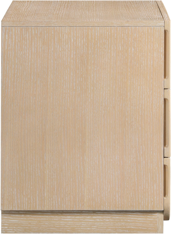 Scallop Oak Veneer Nightstand in Natural - 334Natural-NS