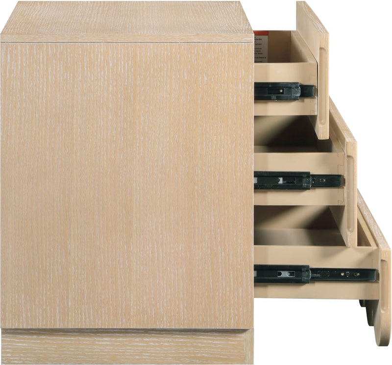 Scallop Oak Veneer Nightstand in Natural - 334Natural-NS