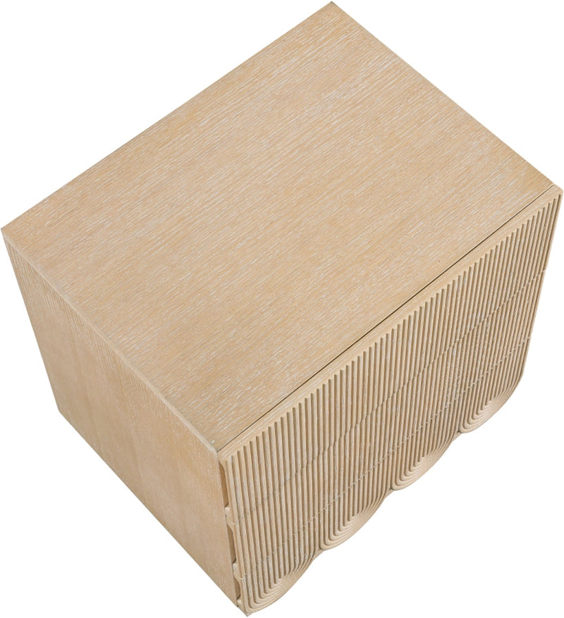 Scallop Oak Veneer Nightstand in Natural - 334Natural-NS