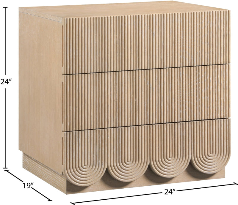 Scallop Oak Veneer Nightstand in Natural - 334Natural-NS