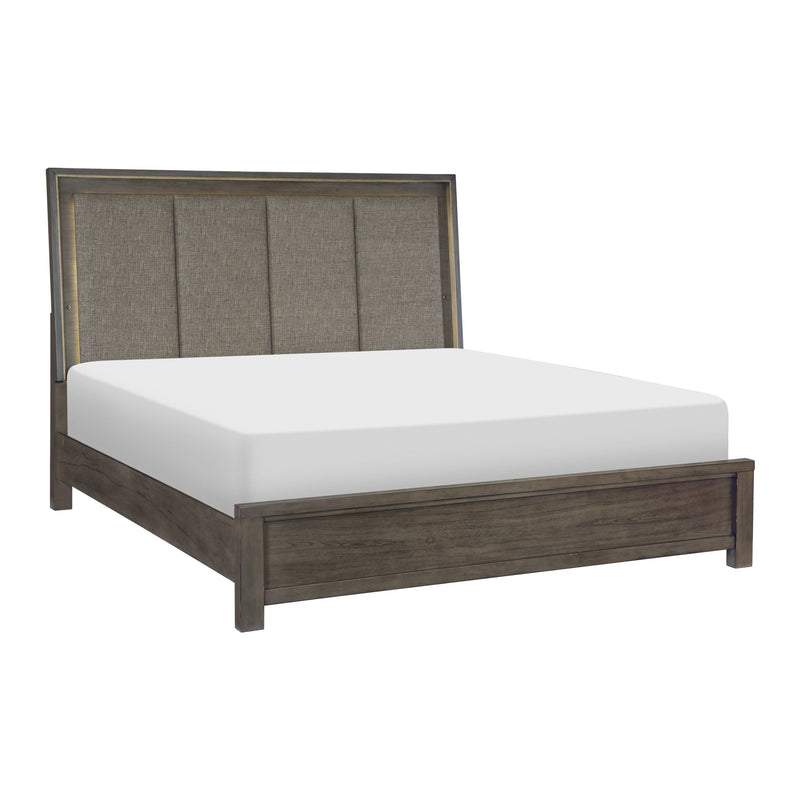 Scarlet Brownish Gray LED Upholstered Panel Bedroom Set - Gate FurnitureBedroom Set
