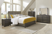 Scarlet Brownish Gray LED Upholstered Panel Bedroom Set - Gate FurnitureBedroom Set