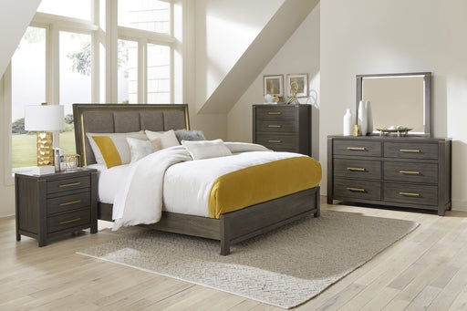 Scarlet Brownish Gray LED Upholstered Panel Bedroom Set - Gate FurnitureBedroom Set