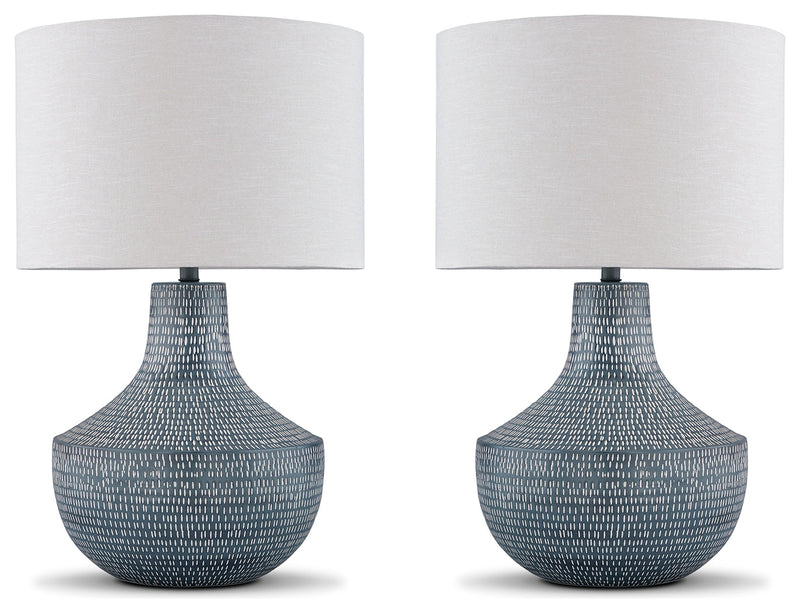 Schylarmont 2-Piece Table Lamp Set in Antique Gray/White - PKG019346