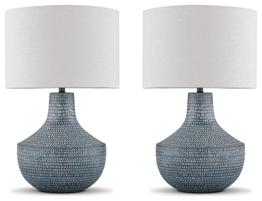 Schylarmont 2-Piece Table Lamp Set in Antique Gray/White - PKG019346