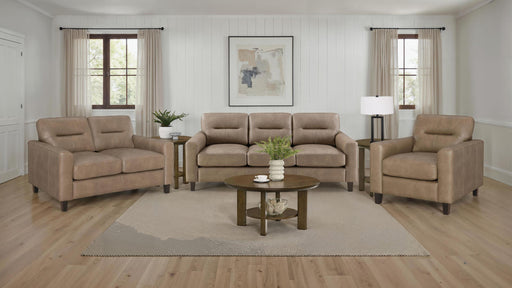Scotland 3-piece Faux Leather Upholstered Sofa Set Brown - 504667-S3