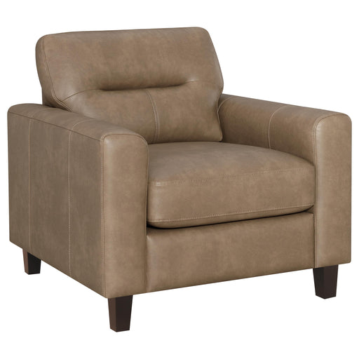 Scotland Faux Leather Upholstered Track Arm Chair Brown - 504669