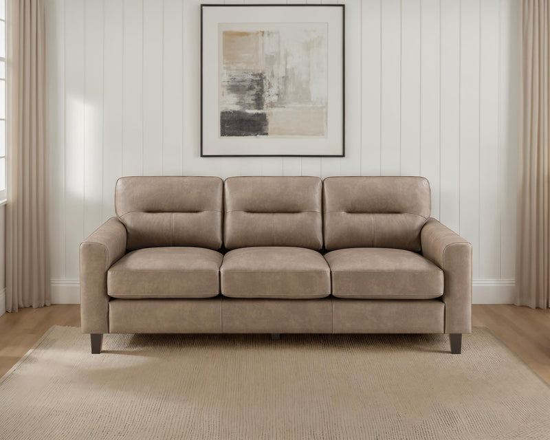 Scotland Faux Leather Upholstered Track Arm Sofa Brown - 504667