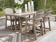 Seacliff Beach Outdoor Counter Height Dining Table and 4 Barstools in Medium Brown - PKG024027