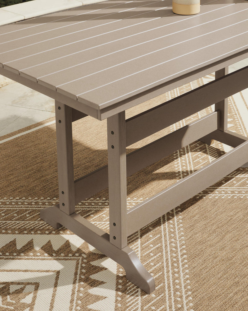 Seacliff Beach Outdoor Counter Height Dining Table and 4 Barstools in Medium Brown - PKG024027