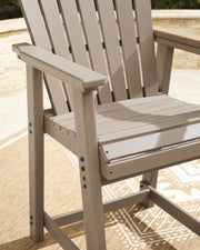 Seacliff Beach Outdoor Counter Height Dining Table and 4 Barstools in Medium Brown - PKG024027